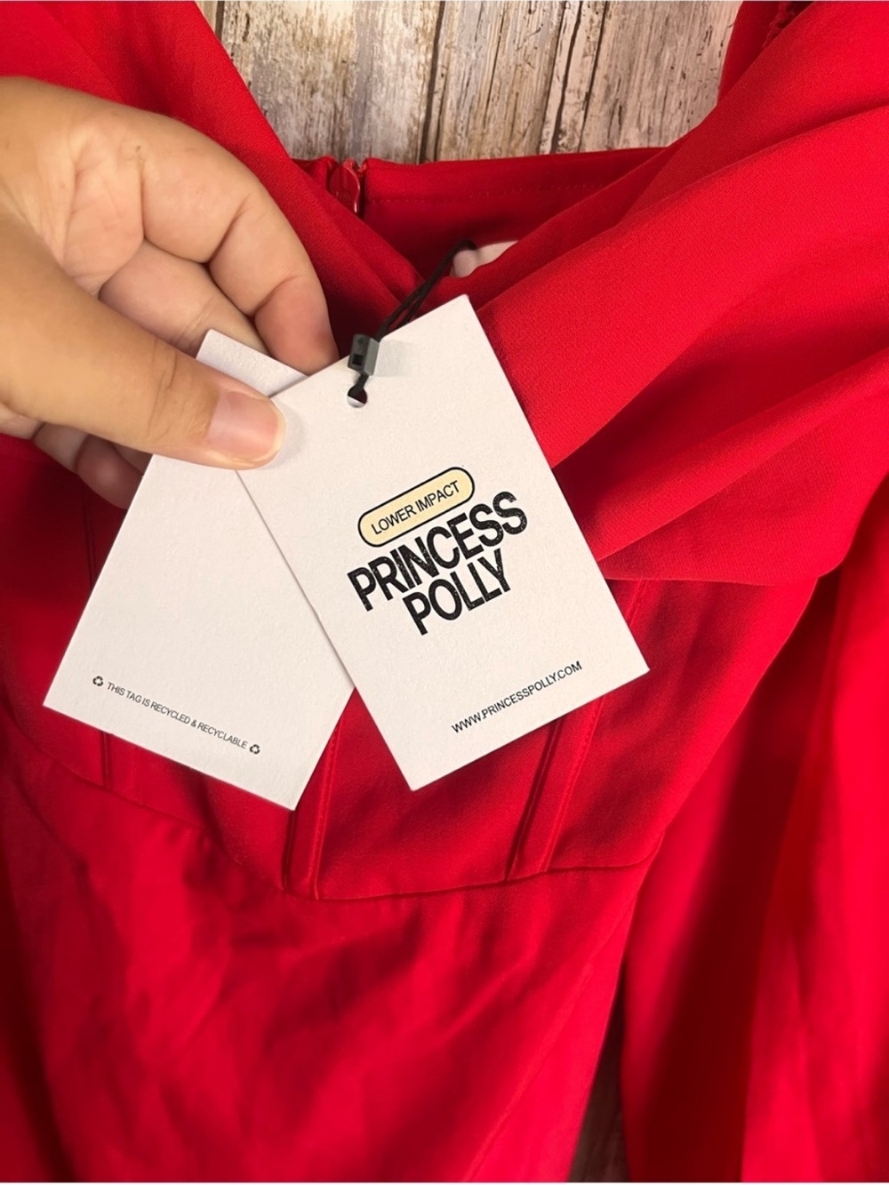 Princess Polly Lillie Long Sleeve Mini Dress Size 2 Red Bustier NWT - Picture 6 of 7